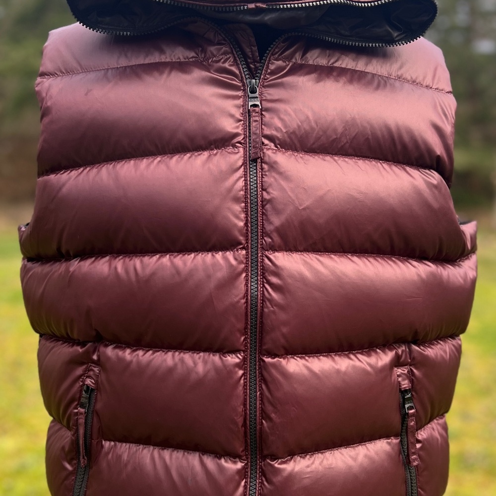 BANANA REPUBLIC Vest | Track Zipped Hood Down Full Zip Burgundy | Mens Large